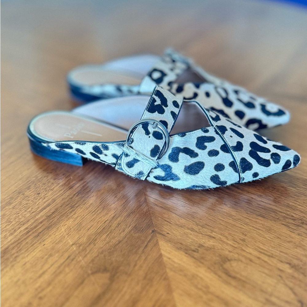 Paolo Black and White Animal Print Mules